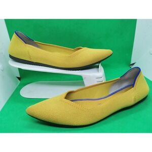 Rothys The Point Shoes Womens Size 10 Yellow Knit Ballet Flats Washable Comfort